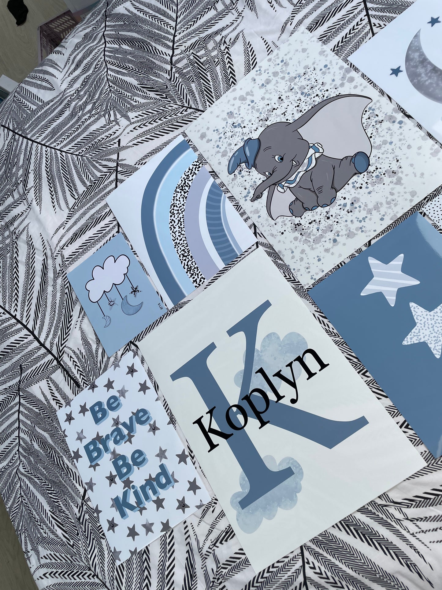 Custom Clouds Initial Nursery Kids Wall Art