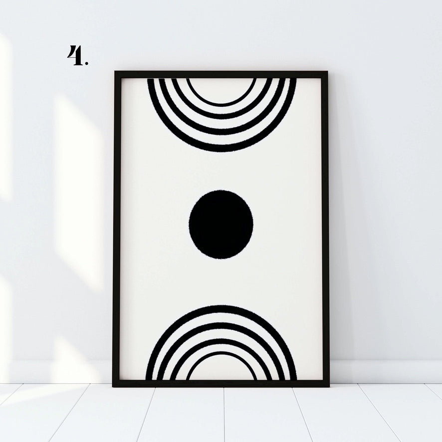 Abstract Minimal Black and White Single Wall Art Set