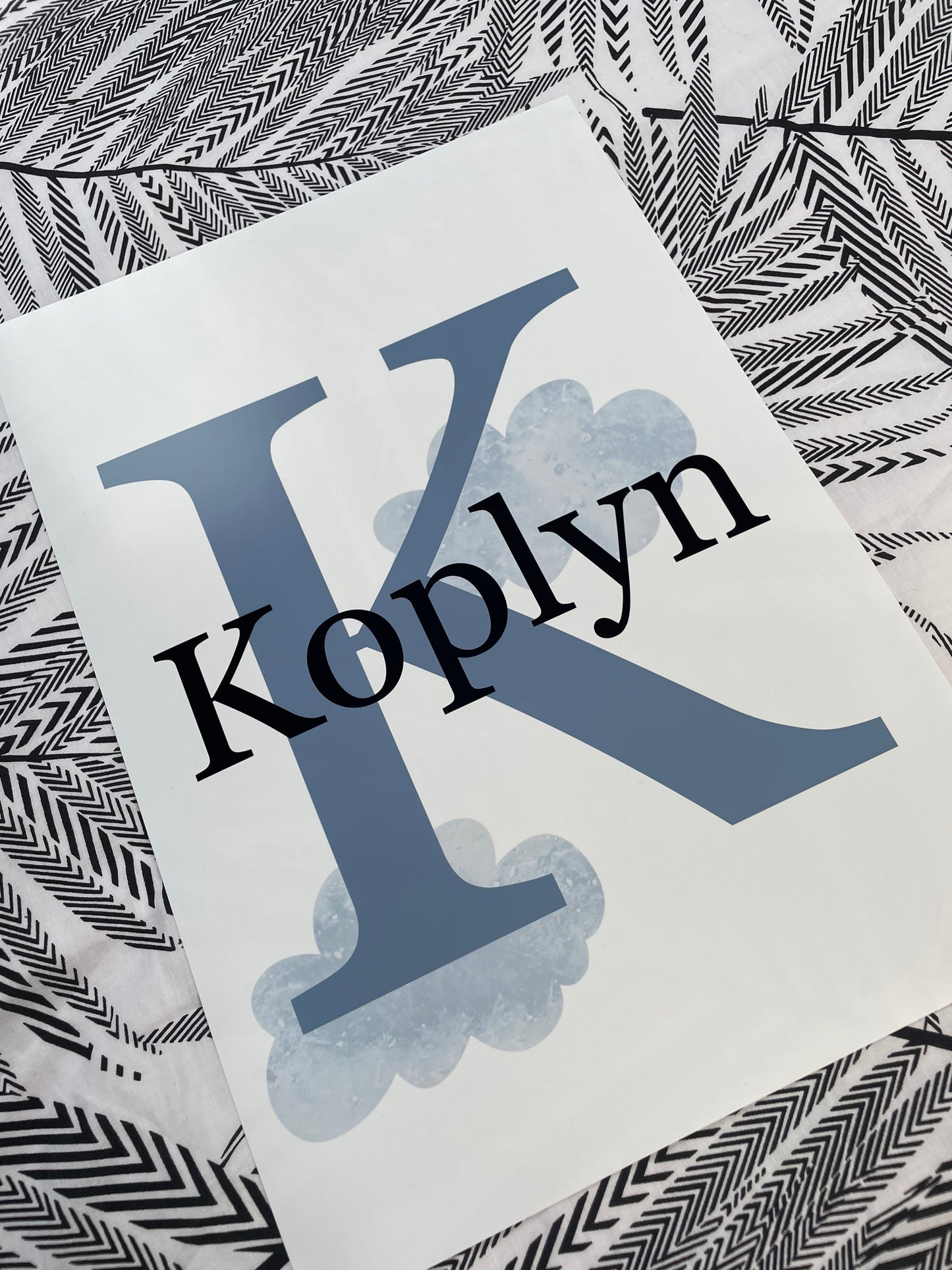 Custom Clouds Initial Nursery Kids Wall Art