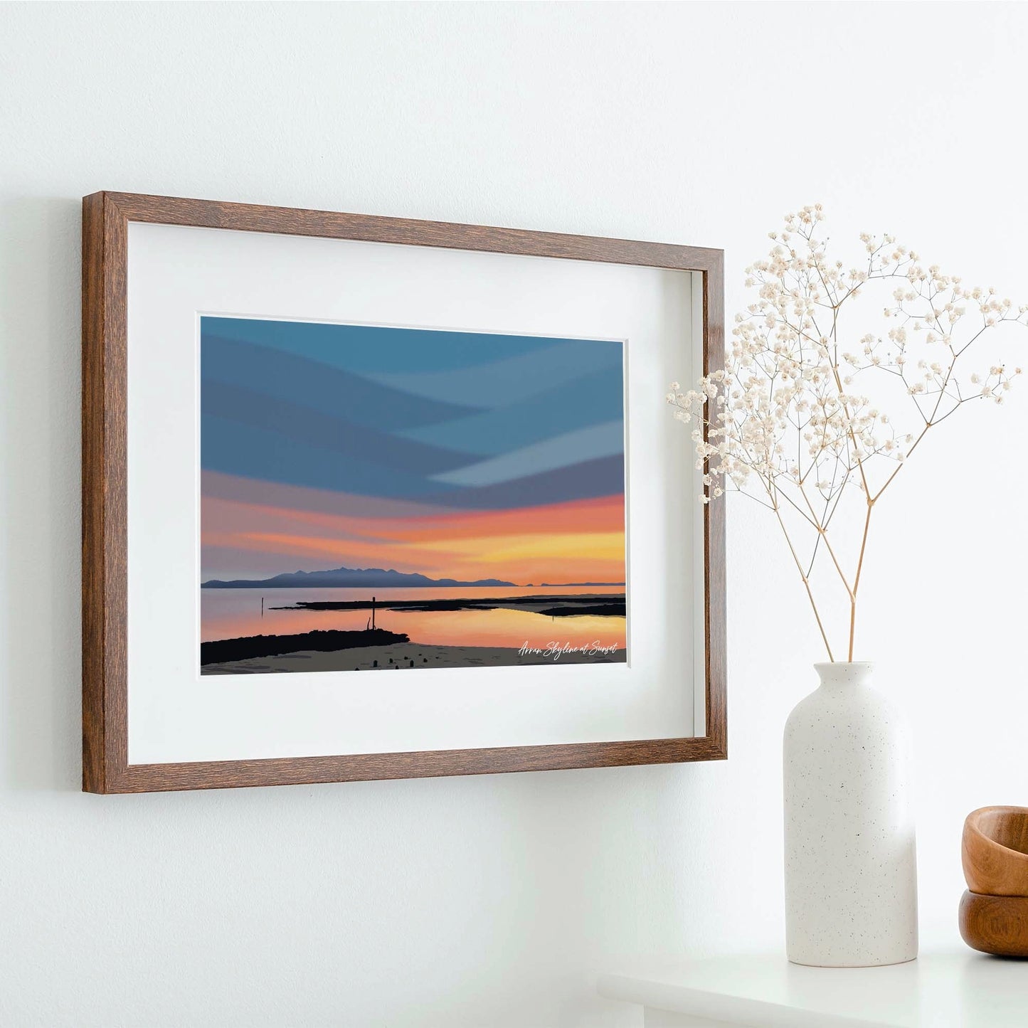 Arran Skyline at Sunset, Ayrshire Scotland Landscape Wall Art