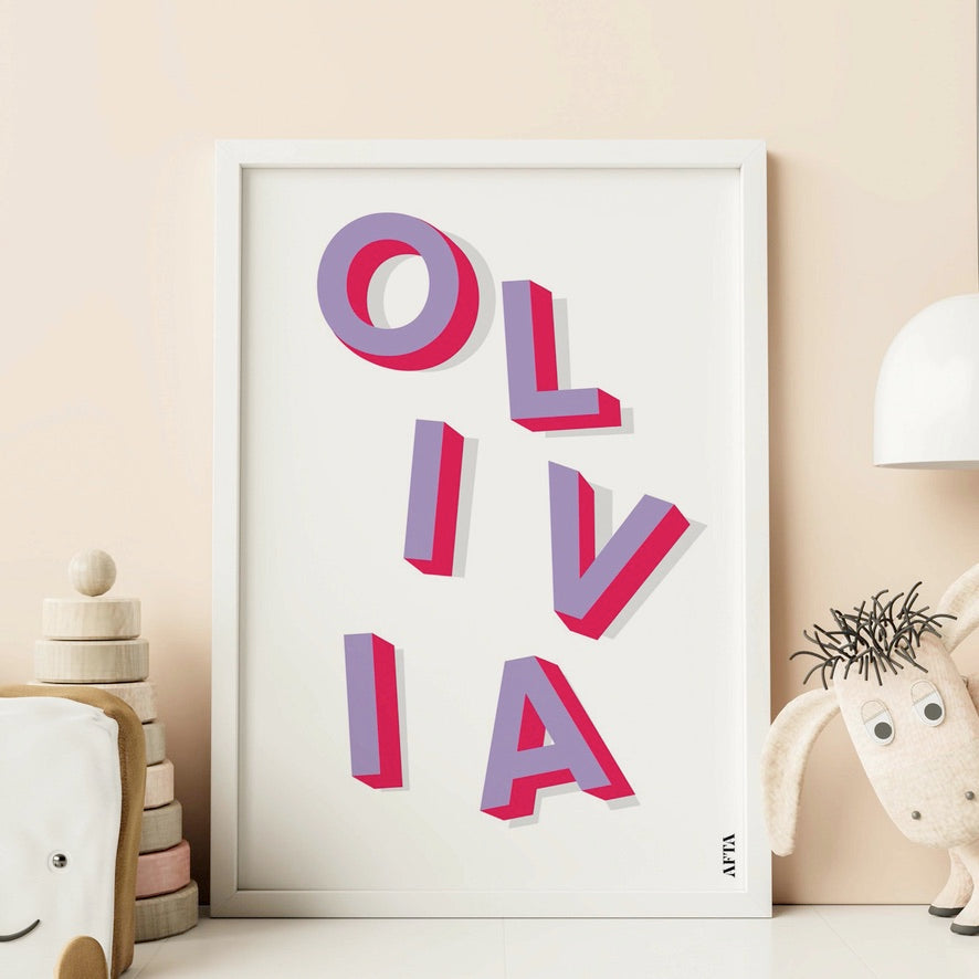 Custom Bold Name Text Kids Bedroom Art