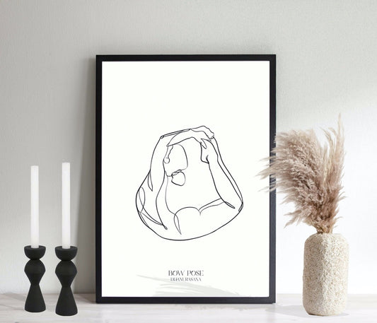 Bow Pose Yoga Line Wall Art