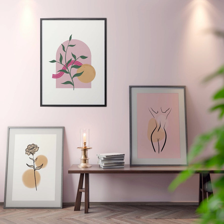 Abstract Flower Line Wall Art
