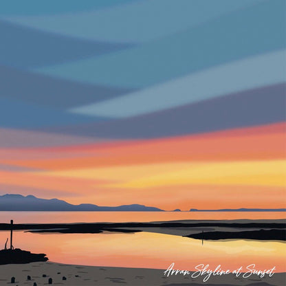 Arran Skyline at Sunset, Ayrshire Scotland Landscape Wall Art