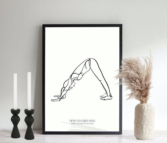 Downward Dog Yoga Line Wall Art