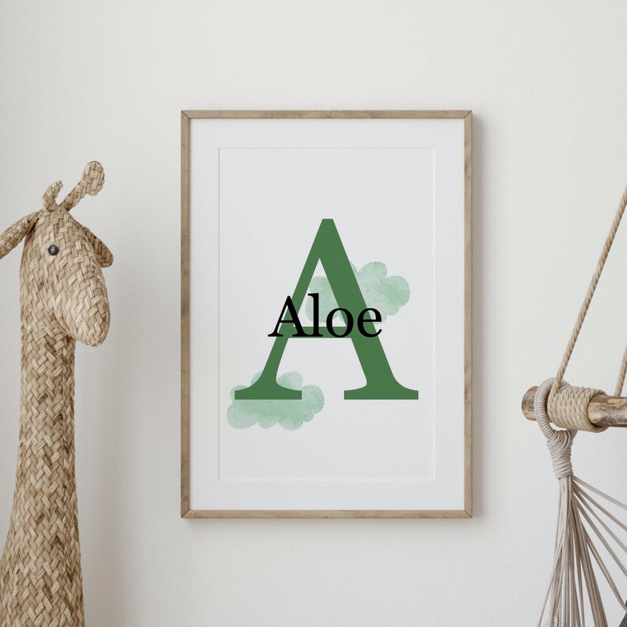 Custom Clouds Initial Nursery Kids Wall Art