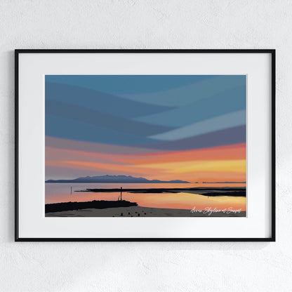 Arran Skyline at Sunset, Ayrshire Scotland Landscape Wall Art