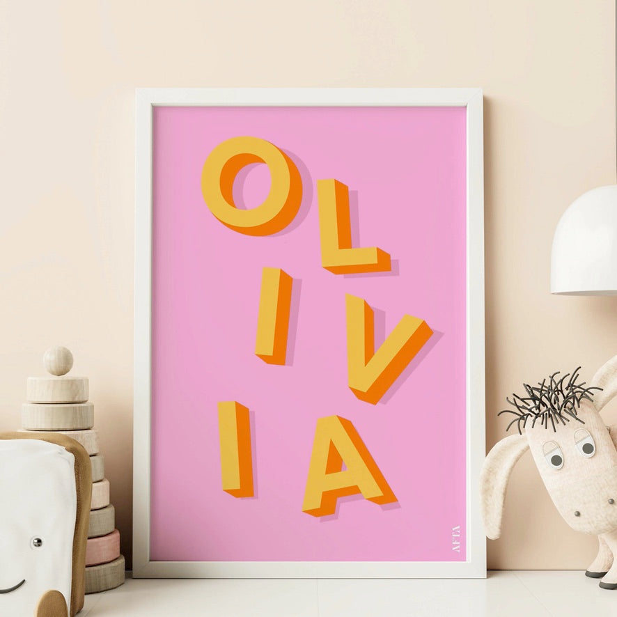 Custom Bold Name Text Kids Bedroom Art