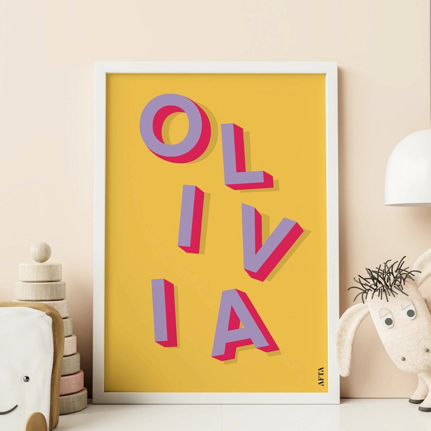 Custom Bold Name Text Kids Bedroom Art