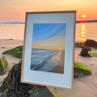 Irvine Beach at Sunset, Ayrshire Scotland Landscape Wall Art