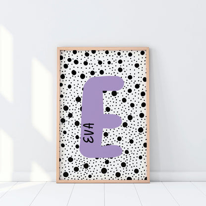 Custom Polka Dot Initial Nursery Kids Wall Art