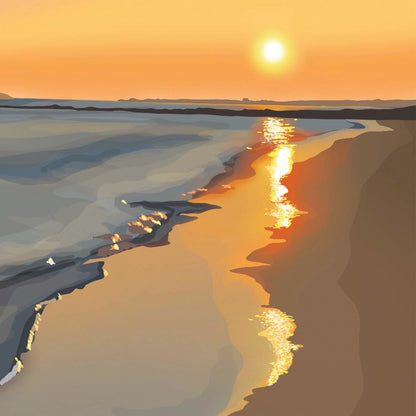 Irvine Beach at Sunset, Ayrshire Scotland Landscape Wall Art